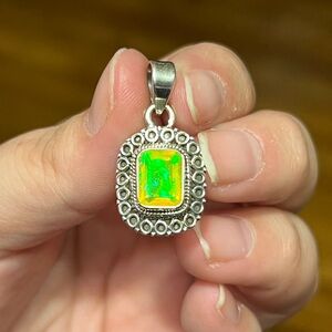 Elegant Silver Pendant with Dyed Yellow Opal